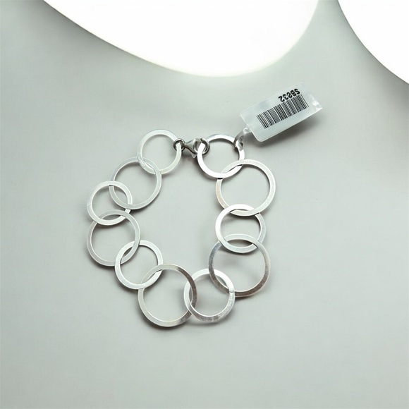 ✨Circle Multi Interlocking Chain Link Bracelet - Sterling Silver .925 - Picture 2 of 5